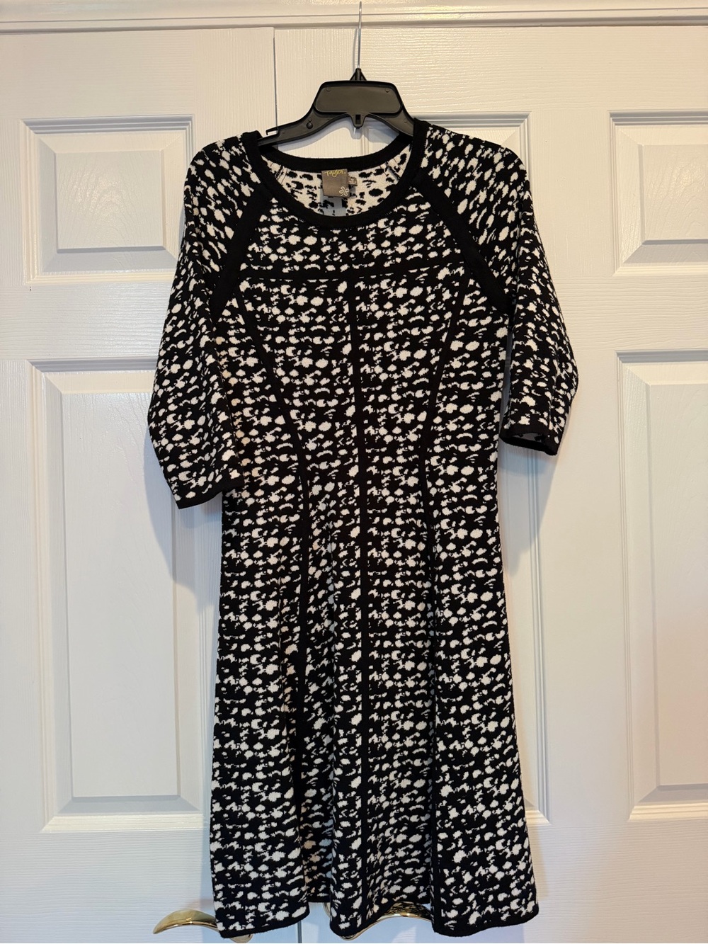 TAYLOR Abstract Floral Mock Neck Sleeveless Knit Sweater Dress M